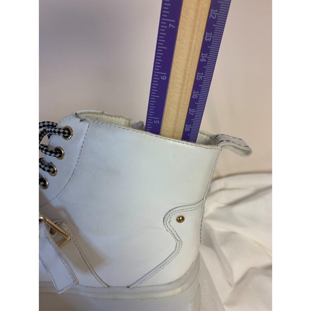 Forever 21 Ankle Boots Goth Grunge White Chunky Womens Size 7.5 Lace Up Zip Side - Picture 7 of 9